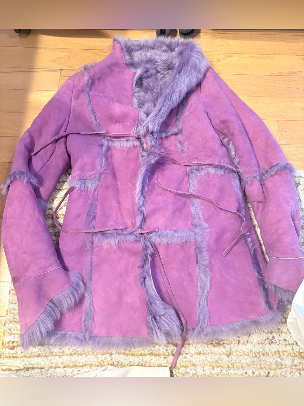 Vintage Favior Vidra Purple Shearling Coat 70s Afghan Penny Lane Style Boho 42